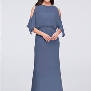 Blouson Cold-Shoulder Chiffon Bridesmaid Dress